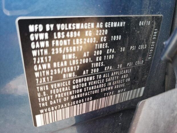 2018 VOLKSWAGEN TIGUAN LIMITED – $ 10400 full
