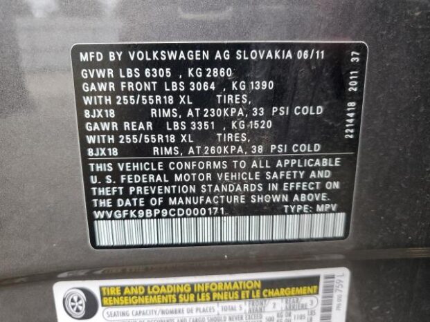 2012 VOLKSWAGEN TOUAREG V6 TDI full