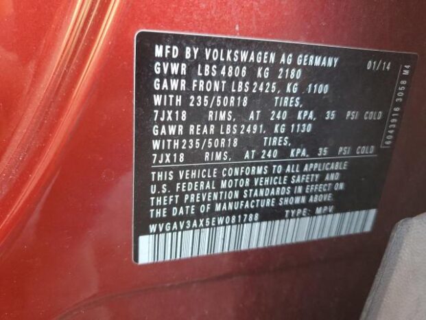 2014 VOLKSWAGEN TIGUAN S full