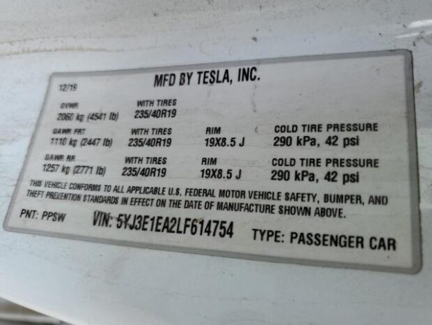 2020 TESLA MODEL 3 full